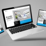 Website displayed on laptop, tablet, and smartphone showing responsive web design.
